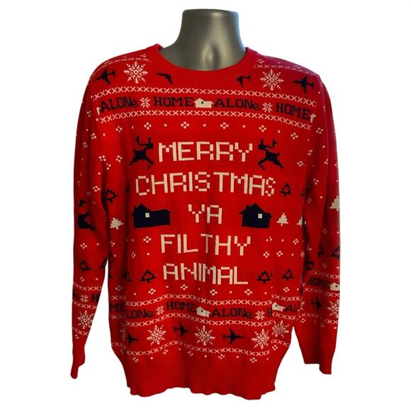 Home Alone Merry Christmas Ya Filthy Animal Ugly Christmas Sweater Size XL - Picture 1 of 10